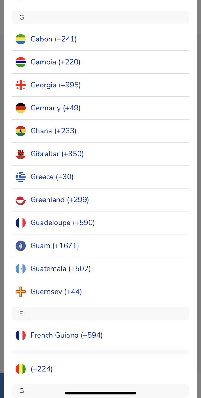 MoreMins Country List