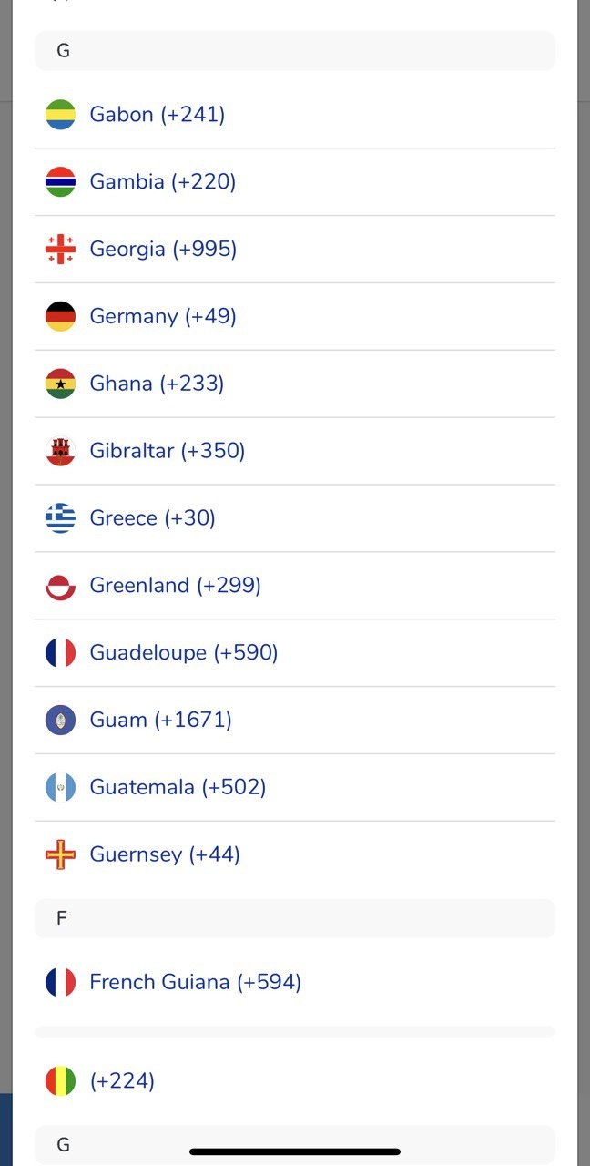 MoreMins Country List