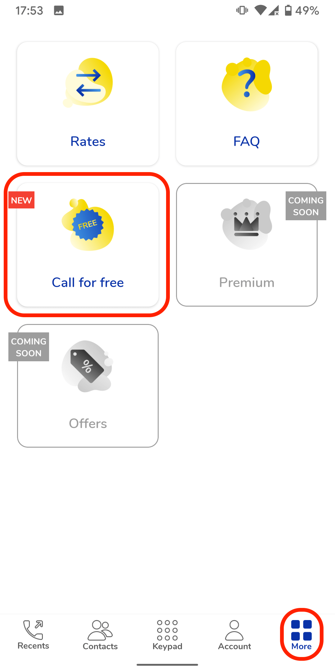 Free international calls MoreMins