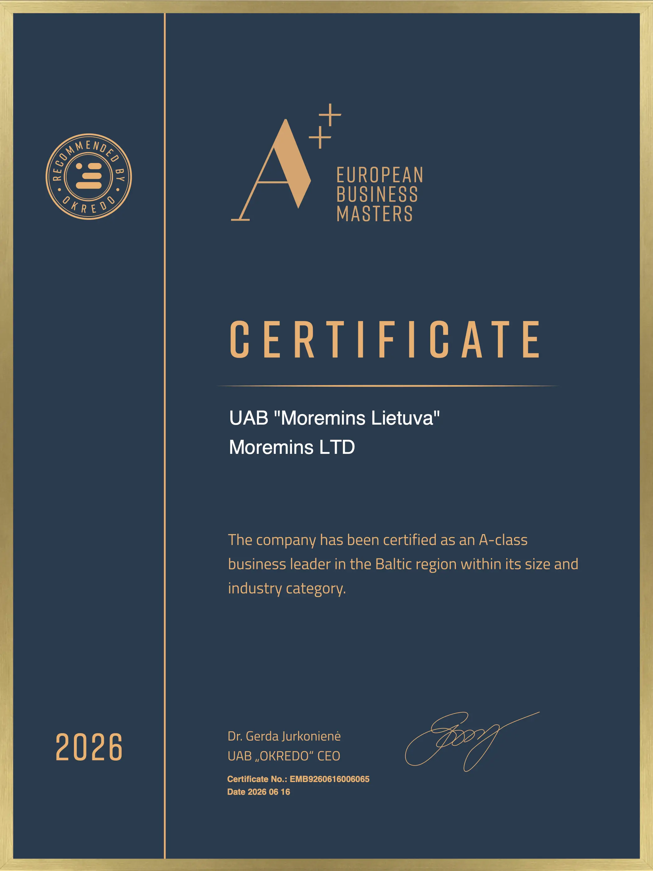 MoreMins European Business Master Certificate