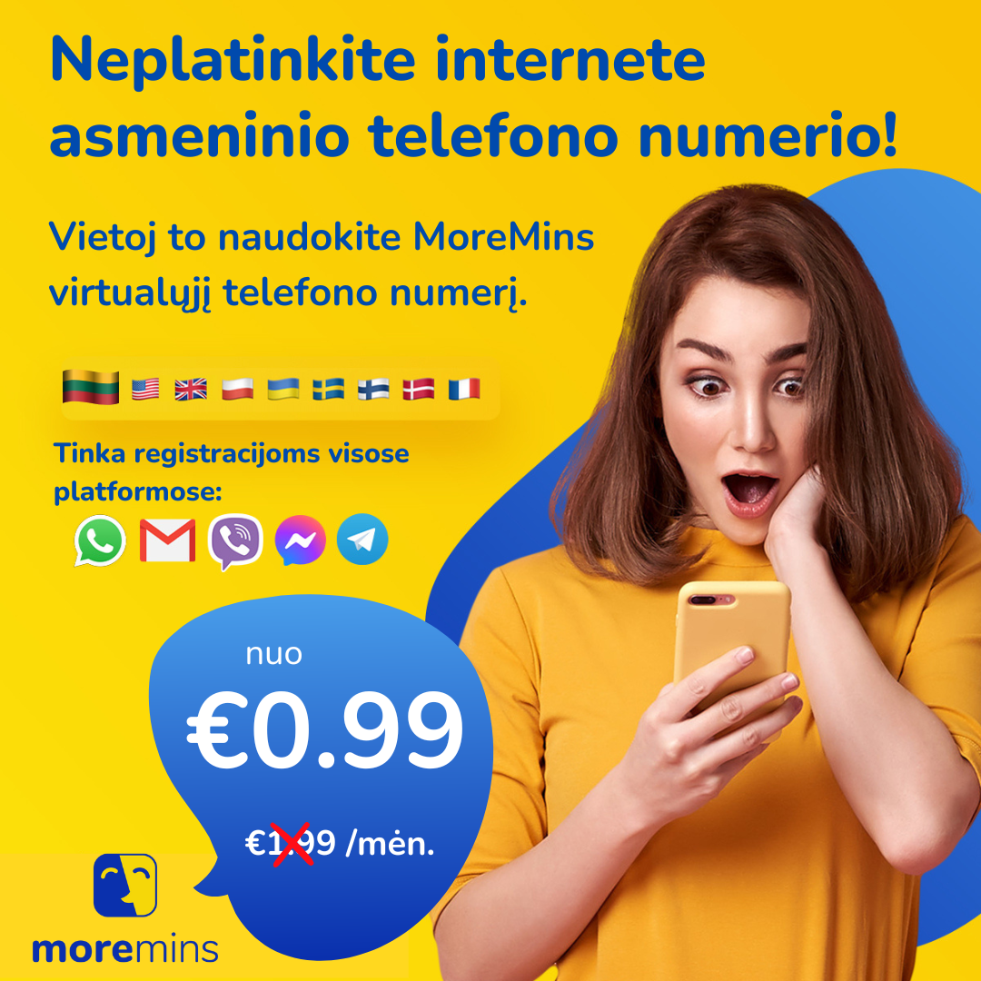MoreMins virtualus telefono numeris