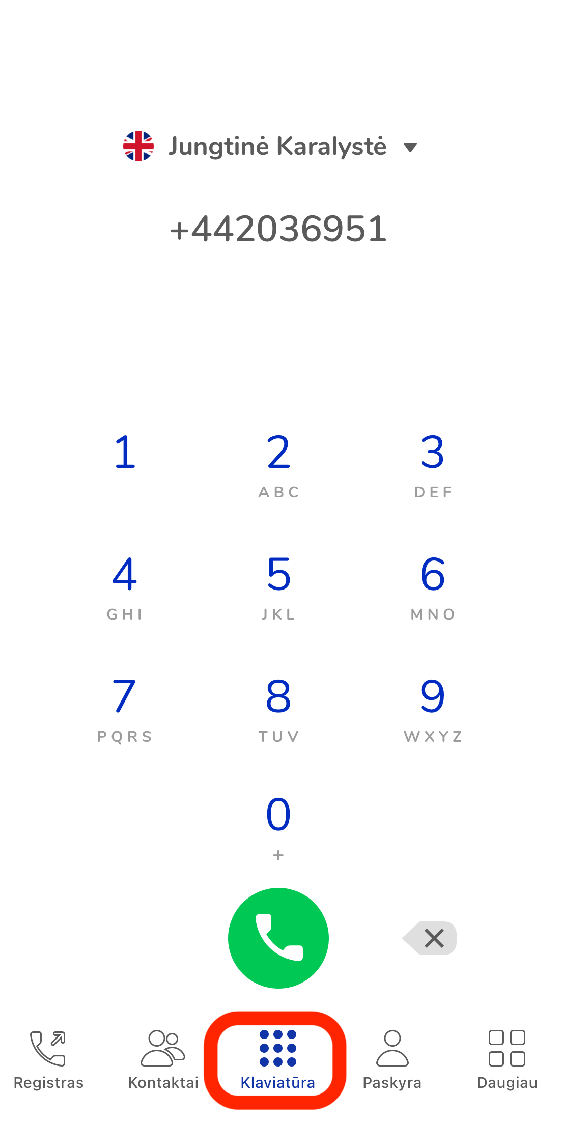 MoreMins iPhone app keypad