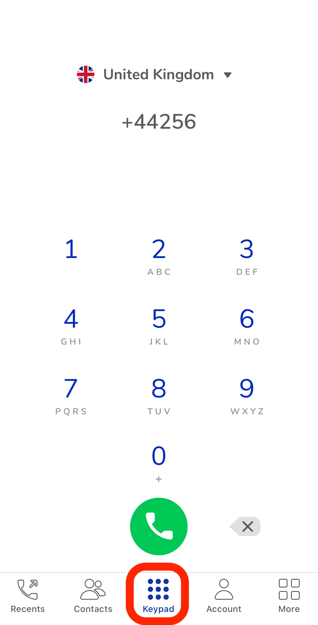 MoreMins iPhone app keypad