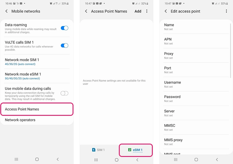 Install eSIM on Samsung Galaxy S21