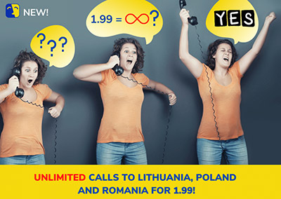 Naujiena! Pigūs NERIBOTI skambučiai iš užsienio į Lietuvą už 1.99